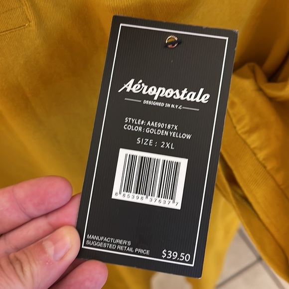 Aeropostale Men’s A87 Logo Polo Shirt Size 2XL Gold Short Sleeves NWT NEW A1 - Picture 5 of 6